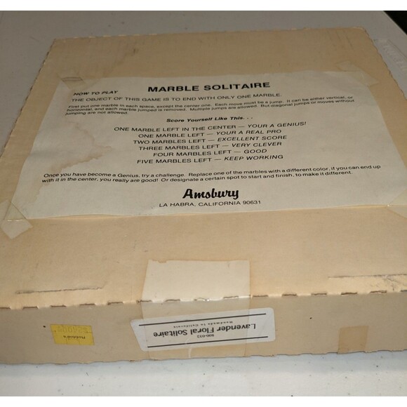 Vintage Ceramic Marble Solitaire Game Purple Flowers 8.25”Diameter- Estate Find - Picture 6 of 6